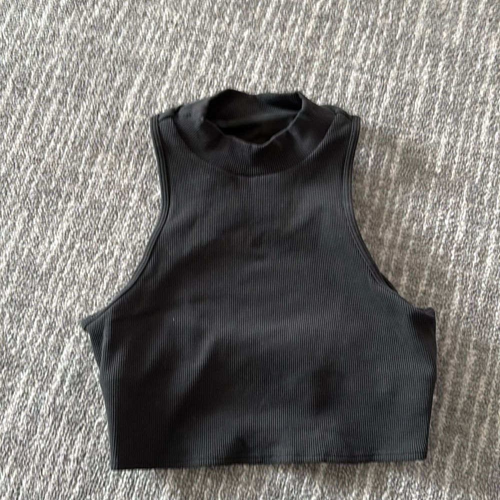 Black ALO halter workout top